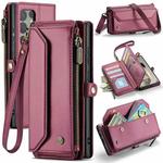 For Samsung Galaxy S24 Ultra 5G CaseMe C36 Card Slots Zipper Wallet RFID Anti-theft Leather Phone Case(Wine Red)