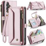 For Samsung Galaxy S24 5G CaseMe C36 Card Slots Zipper Wallet RFID Anti-theft Leather Phone Case(Pink)