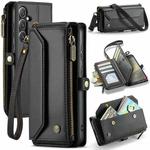 For Samsung Galaxy S24+ 5G CaseMe C36 Card Slots Zipper Wallet RFID Anti-theft Leather Phone Case(Black)