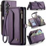 For Samsung Galaxy S24+ 5G CaseMe C36 Card Slots Zipper Wallet RFID Anti-theft Leather Phone Case(Purple)