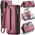 For Samsung Galaxy Note10+ CaseMe C36 Card Slots Zipper Wallet RFID Anti-theft Leather Phone Case(Wine Red)