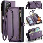 For Samsung Galaxy Note20 Ultra CaseMe C36 Card Slots Zipper Wallet RFID Anti-theft Leather Phone Case(Purple)