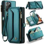 For Samsung Galaxy Note20 Ultra CaseMe C36 Card Slots Zipper Wallet RFID Anti-theft Leather Phone Case(Blue-green)