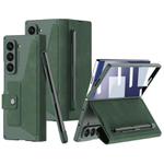 For Samsung Galaxy Z Fold7 5G GKK Integrated Armor Flip Leather Case with Pen Slot, Stylus Not Included(Green)