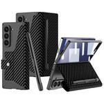 For Samsung Galaxy Z Fold7 5G GKK Integrated Armor Flip Leather Case with Pen Slot, Stylus Not Included(Carbon Fiber Texture)