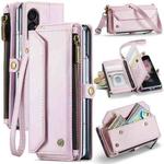 For Samsung Galaxy Z Fold3 CaseMe C36 Card Slots Zipper Wallet RFID Anti-theft Leather Phone Case(Pink)