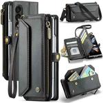 For Samsung Galaxy Z Fold4 CaseMe C36 Card Slots Zipper Wallet RFID Anti-theft Leather Phone Case(Black)