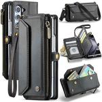 For Samsung Galaxy Z Fold5 CaseMe C36 Card Slots Zipper Wallet RFID Anti-theft Leather Phone Case(Black)