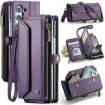 For Samsung Galaxy Z Fold6 5G CaseMe C36 Card Slots Zipper Wallet RFID Anti-theft Leather Phone Case(Purple)