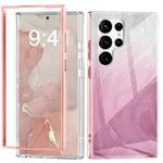 For Samsung Galaxy S24 Ultra 5G IMD Gradient Feather PC + TPU Phone Case(Light Pink)