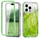 For iPhone 15 Pro Max IMD Gradient Feather PC + TPU Phone Case(Green)