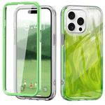 For iPhone 15 Pro IMD Gradient Feather PC Hybrid TPU Phone Case(Green)