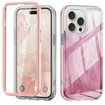 For iPhone 15 Pro IMD Gradient Feather PC + TPU Phone Case(Light Pink)
