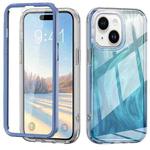 For iPhone 15 Plus IMD Gradient Feather PC + TPU Phone Case(Blue)