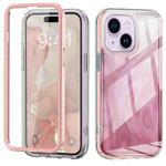 For iPhone 15 Plus IMD Gradient Feather PC + TPU Phone Case(Light Pink)