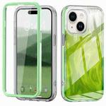 For iPhone 15 IMD Gradient Feather PC + TPU Phone Case(Green)