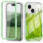 For iPhone 15 IMD Gradient Feather PC Hybrid TPU Phone Case(Green)