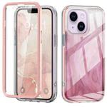 For iPhone 14 IMD Gradient Feather PC + TPU Phone Case(Light Pink)