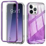 For iPhone 14 Pro IMD Gradient Feather PC + TPU Phone Case(Purple)