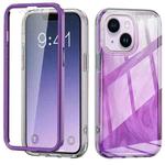 For iPhone 13 IMD Gradient Feather PC + TPU Phone Case(Purple)