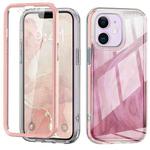 For iPhone 12 IMD Gradient Feather PC + TPU Phone Case(Light Pink)