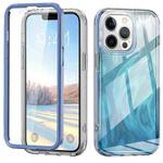 For iPhone 12 Pro Max IMD Gradient Feather PC Hybrid TPU Phone Case(Blue)