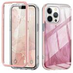 For iPhone 12 Pro IMD Gradient Feather PC + TPU Phone Case(Light Pink)