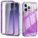 For iPhone 12 Pro IMD Gradient Feather PC Hybrid TPU Phone Case(Purple)