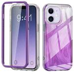 For iPhone 11 IMD Gradient Feather PC + TPU Phone Case(Purple)