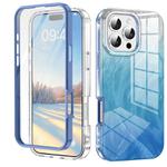 For iPhone 16 Pro Max IMD Gradient Feather PC Hybrid TPU Phone Case(Blue)