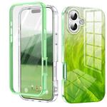 For iPhone 16 Plus IMD Gradient Feather PC Hybrid TPU Phone Case(Green)