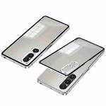 For Sony Xperia 1 V Snap Buckle Metal Frame Frosted Phone Case(Silver)