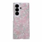 For Samsung Galaxy Z Fold7 5G Pearlescent Shell Texture Phone Case(Pink Green)