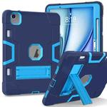 For iPad Air 11 2024 Contrast Color Silicone Acrylic PC Tablet Case with Holder(Navy Blue)