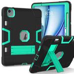 For iPad Air 11 2024 Contrast Color Silicone Acrylic PC Tablet Case with Holder(Black Mint Green)