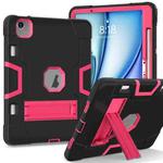 For iPad Air 11 2024 Contrast Color Silicone Acrylic PC Tablet Case with Holder(Black Rose Red)