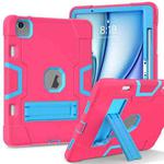 For iPad Air 11 2024 Contrast Color Silicone Acrylic PC Tablet Case with Holder(Rose Red Blue)