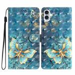 For iPhone 16 3D Pattern Leather Phone Case(3D Butterfly)