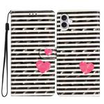For iPhone 16 3D Pattern Leather Phone Case(Striped Heart)