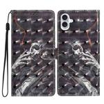 For iPhone 16 3D Pattern Leather Phone Case(Skull)