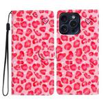 For iPhone 16 Pro 3D Pattern Leather Phone Case(Pink Leopard Print)