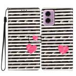 For Motorola Moto G24 3D Pattern Leather Phone Case(Striped Heart)