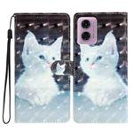 For Motorola Moto G24 3D Pattern Leather Phone Case(White Cat)