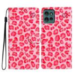 For Motorola Edge 50 3D Pattern Leather Phone Case(Pink Leopard Print)