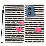 For Motorola Moto G Play 2024 3D Pattern Leather Phone Case(Striped Heart)