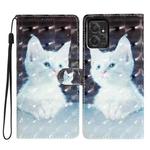 For Motorola Moto G Power 5G 3D Pattern Leather Phone Case(White Cat)