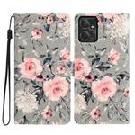 For Motorola Moto G Power 5G 3D Pattern Leather Phone Case(Gray Base Flower)