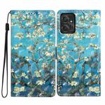 For Motorola Moto G Power 5G 3D Pattern Leather Phone Case(Blue Base Apricot Flower)