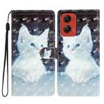 For Motorola Moto G Stylus 5G 2024 3D Pattern Leather Phone Case(White Cat)