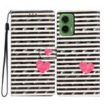 For Motorola Moto G35 3D Pattern Leather Phone Case(Striped Heart)